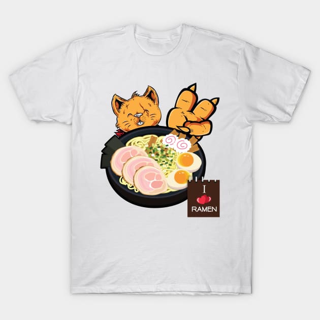 'Kawaii Cat Ramen Life' Cool Japanese Cats T-Shirt by ourwackyhome